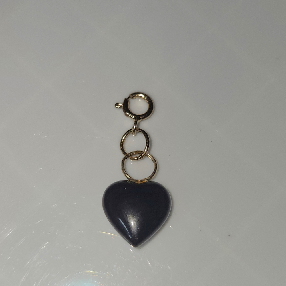 Yellow Gold   Black Onyx Heart Pendant/ Charm